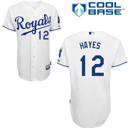 Brett Hayes #12 MLB Jersey-Kansas City Royals Men's Authentic Home White Cool Base Baseball Jersey